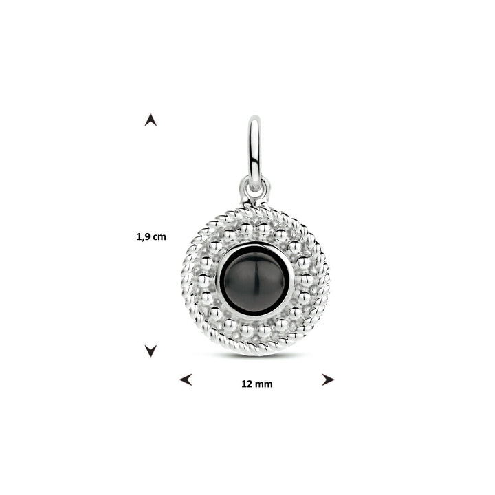 Anhänger rund Onyx Silber rhodiniert