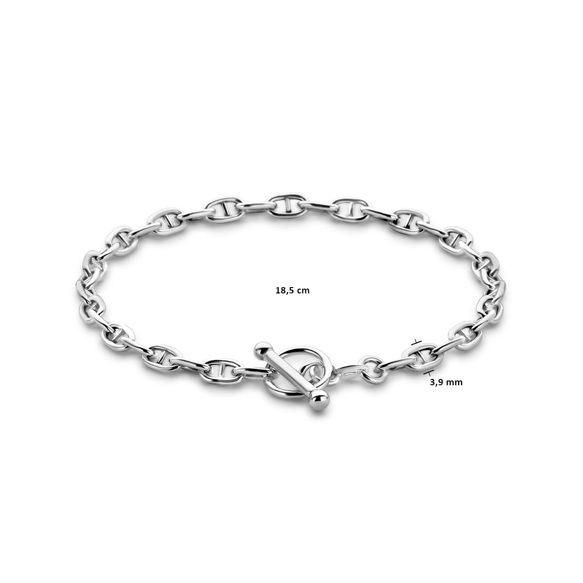 Armband maritim rundes Rohr 3,9 mm 18.5 cm Kapittelschloss Silber rhodiniert