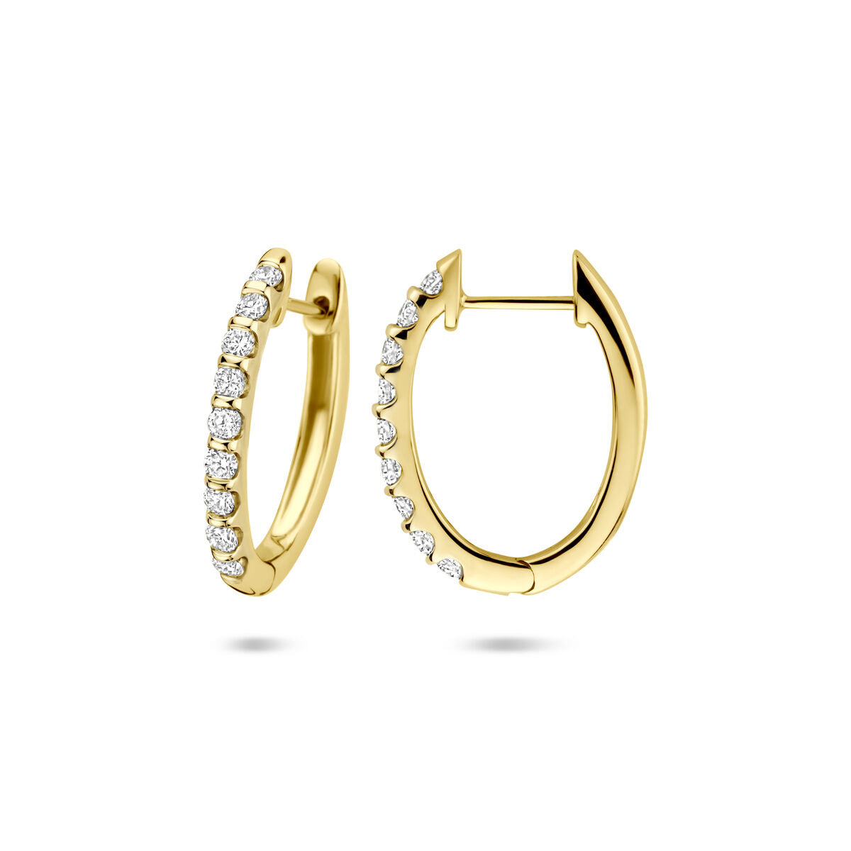 Klappcreolen Labor gezüchteter Diamant 0,25 ct (2x 0,125 ct) H SI 19,5 mm 14K Gelbgold