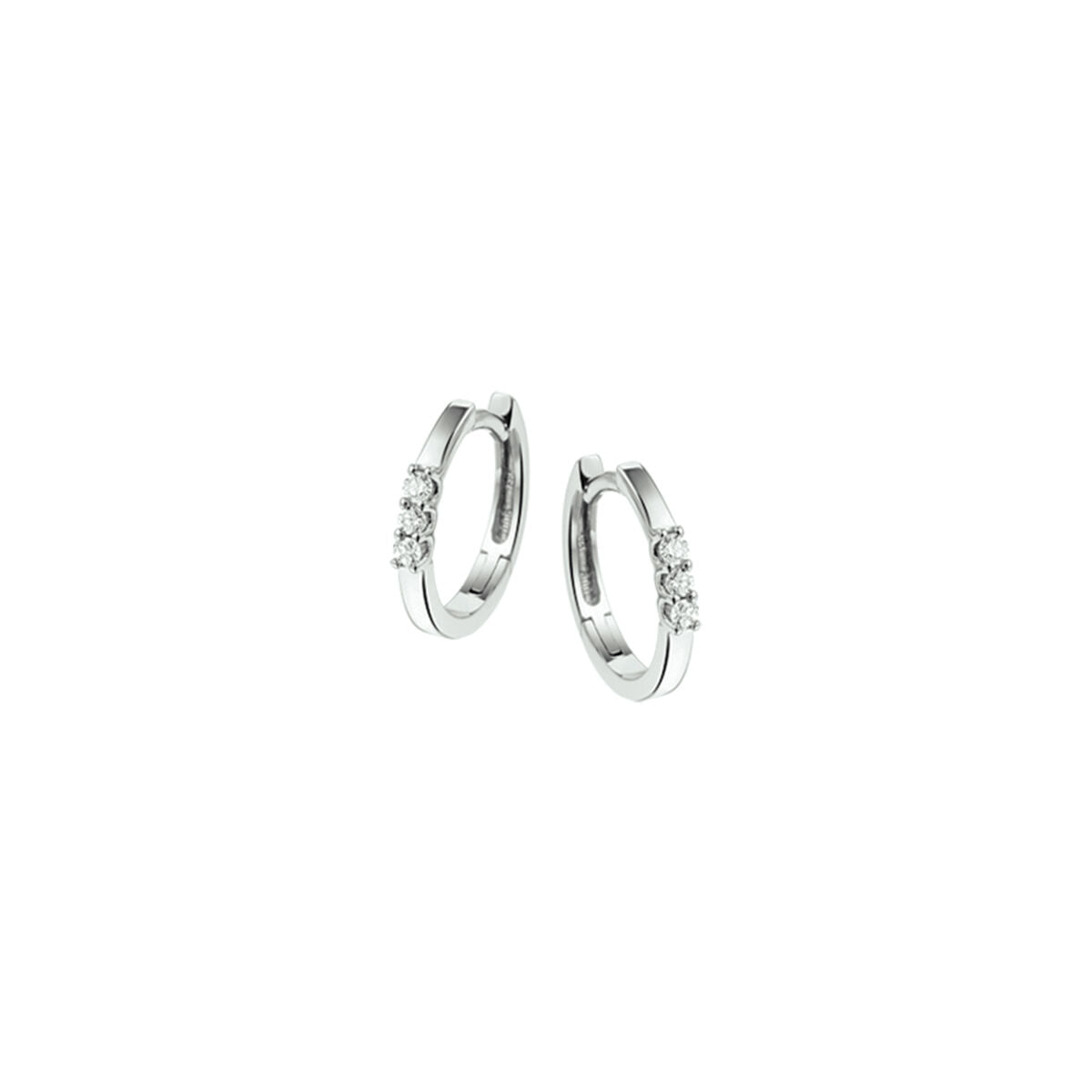 Klapp-Ohrringe aus 14K Weißgold mit drei kleinen Diamanten, insgesamt 0,12 ct