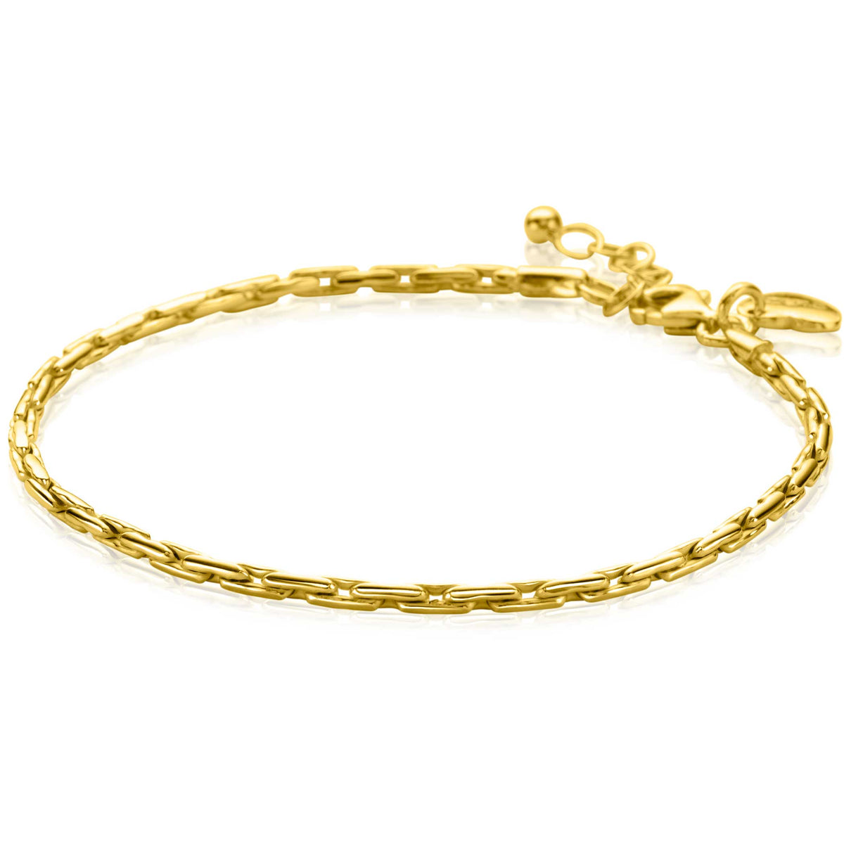 Armband aus Silber mit glänzender, verlinkter Struktur und Karabinerverschluss