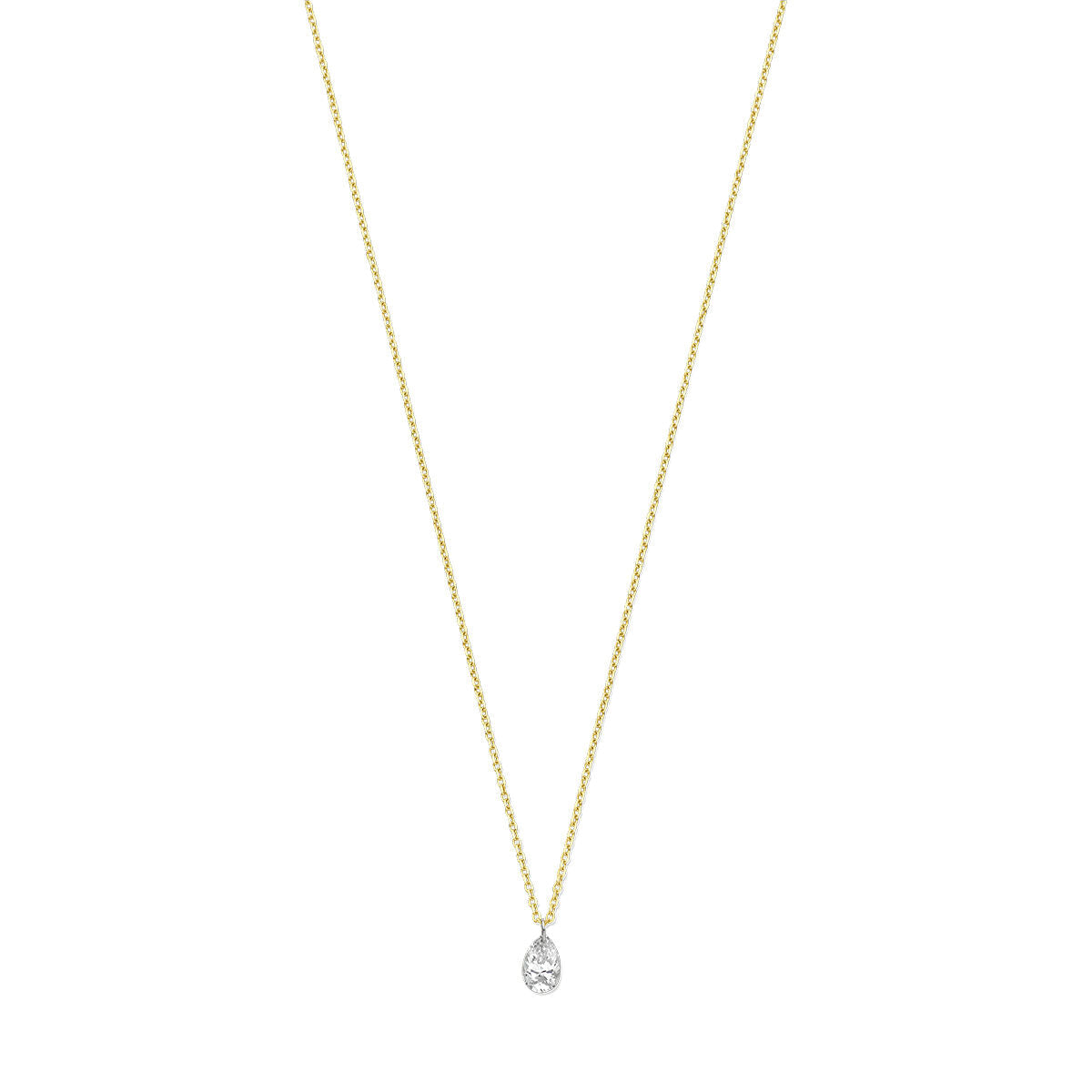 Damenkette aus 18K Gold mit einem kleinen, runden Anhänger und einem Diamanten