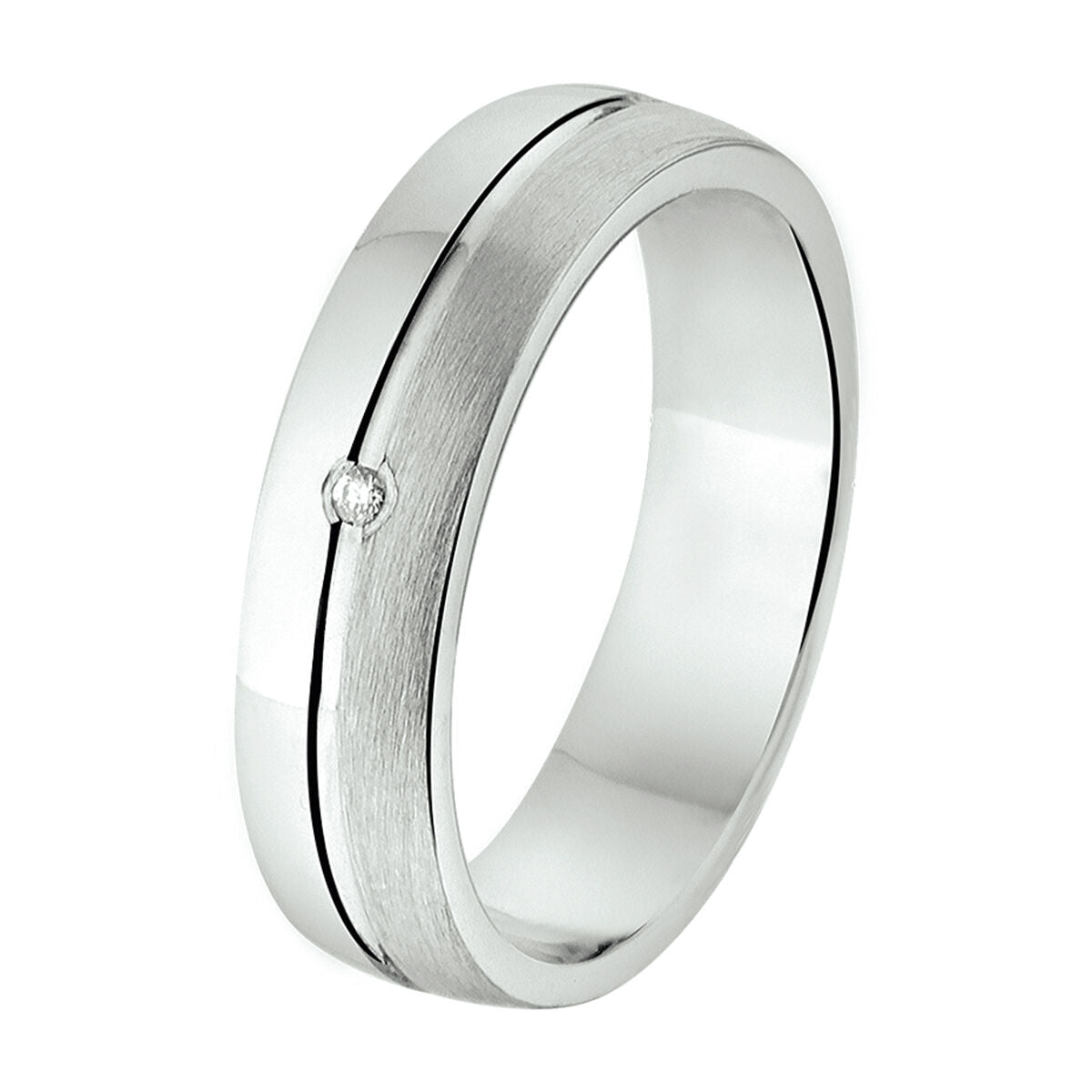 Ring A302 – 5 mm – 0,01 ct H SI Silber rhodiniert