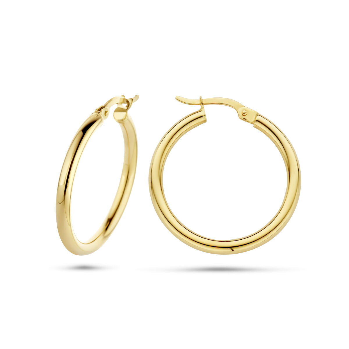 Runde Ohrhänger aus 14K Gelbgold mit glatter Oberfläche und klassischem Design