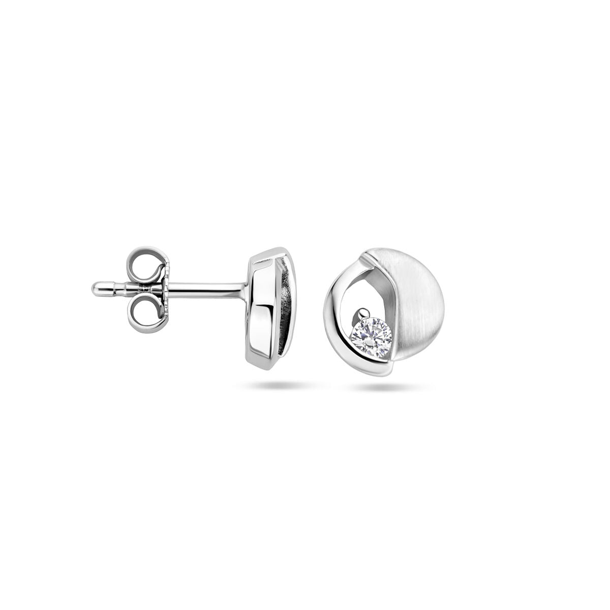 Ohrstecker Zirkonia Poly/Silber matt rhodiniert
