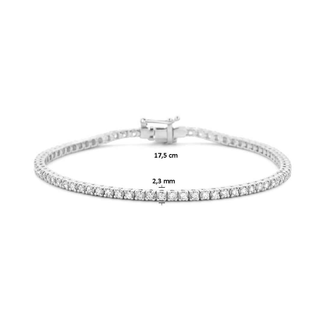 Tennisarmband, Lab-grown-Diamant, 2,00 ct g, Si 2,3 mm, 17,5 cm, 14 K Weißgold