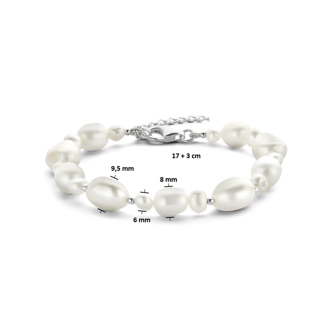 Silberarmband Damen Perlen rhodiniert