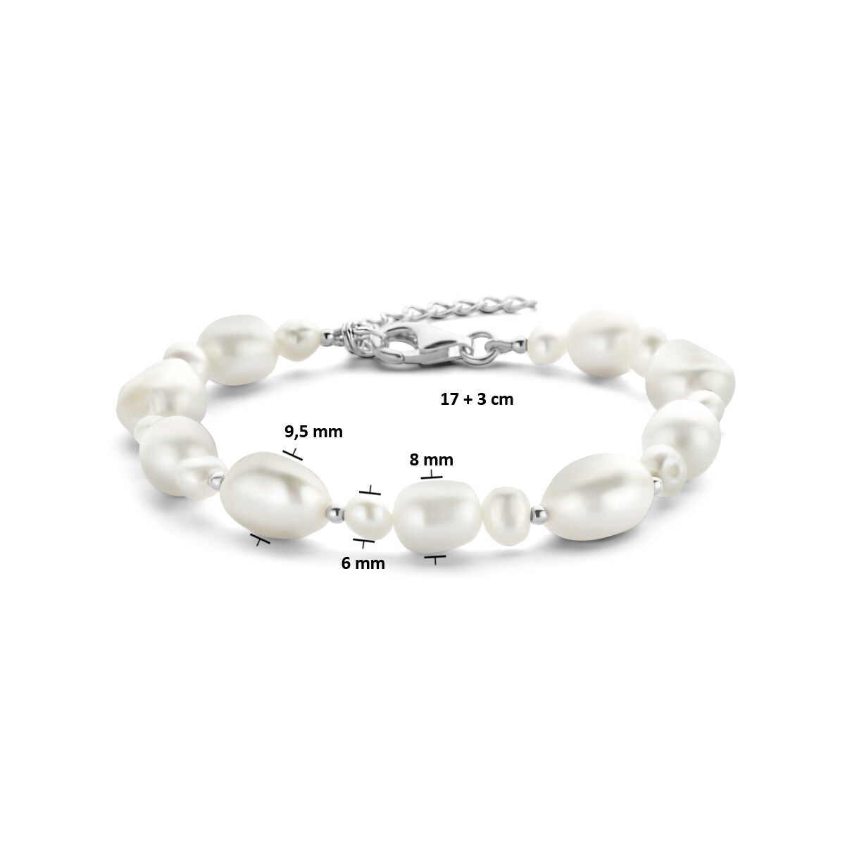 Silberarmband Damen Perlen rhodiniert