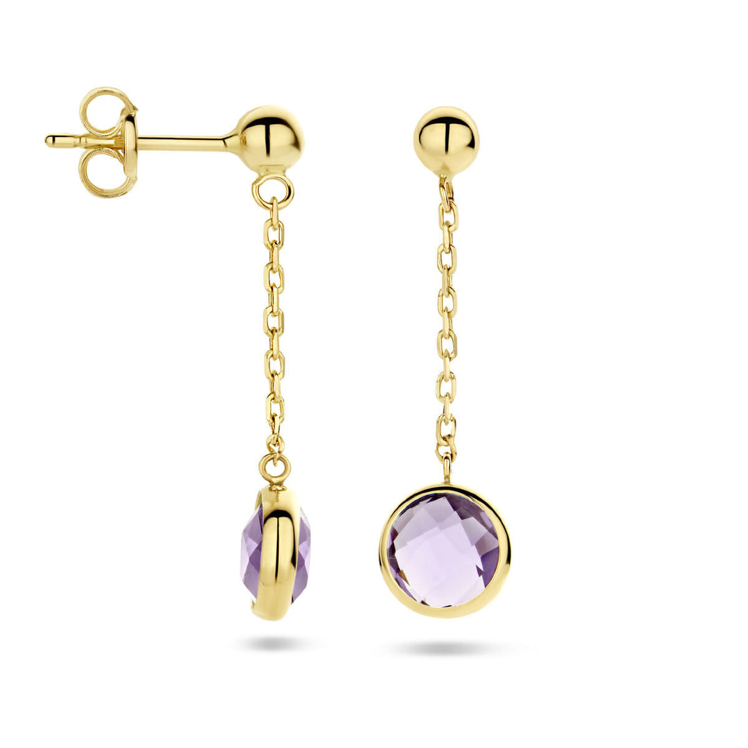 Amethyst-Ohrringe aus 14-karätigem Gelbgold