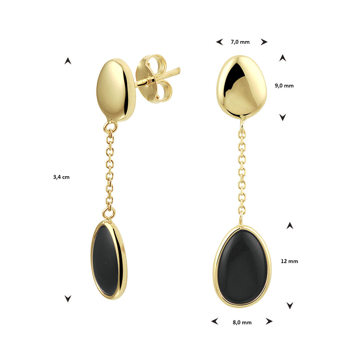 Ohrringe Onyx 14K Gelbgold