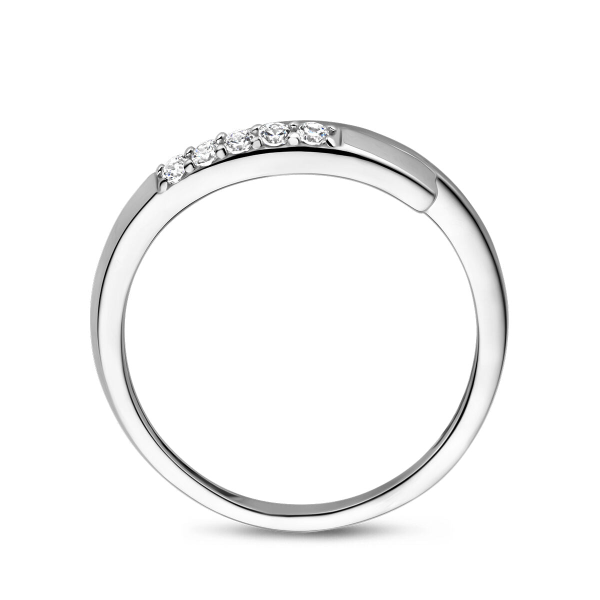 Ring Zirkonia gekratzt, Silber rhodiniert