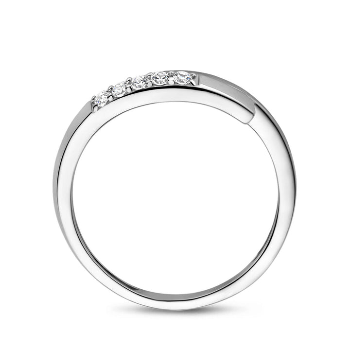 Ring Zirkonia gekratzt, Silber rhodiniert