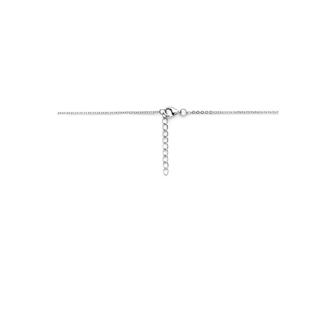 Halskette Herzen Zirkonia 42 + 3 cm Silber rhodiniert