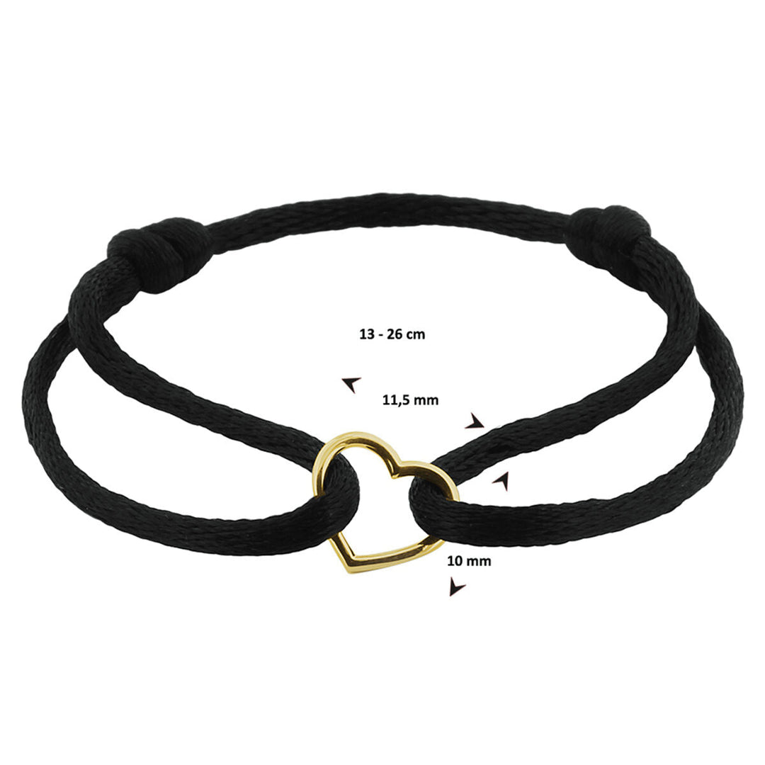 Armband Satinherz 14K Gold mit Kautschuk/Nylon/Leder