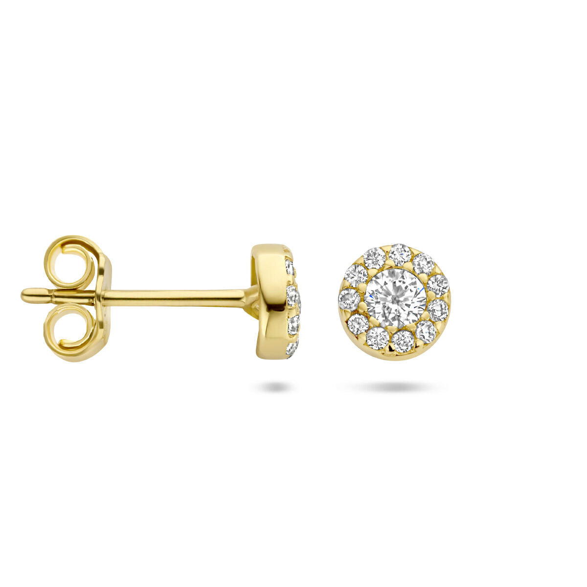 Ohrstecker Zirkonia Halo 14K Gelbgold