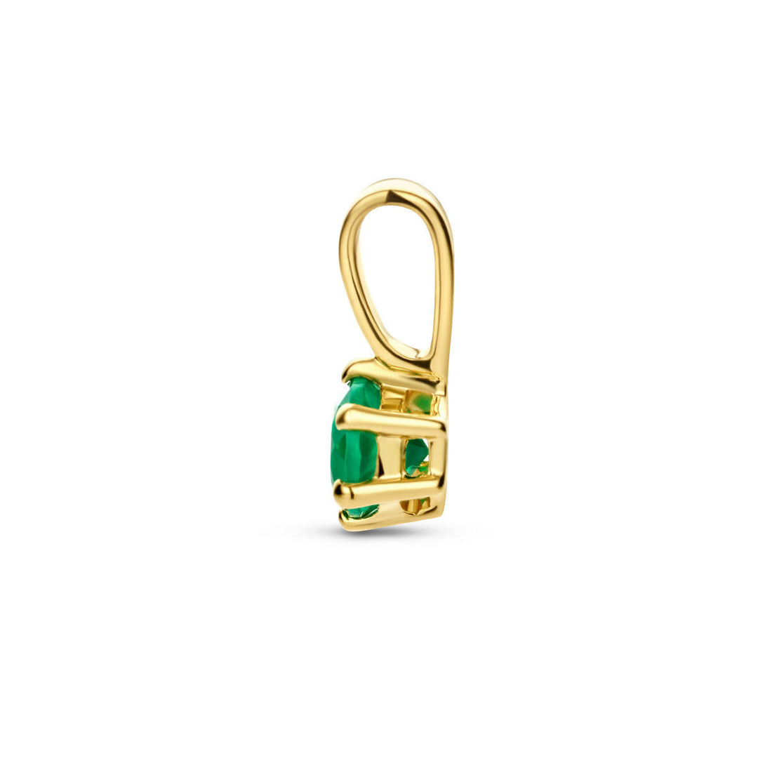 Anhänger grüner Achat 14K Gelbgold