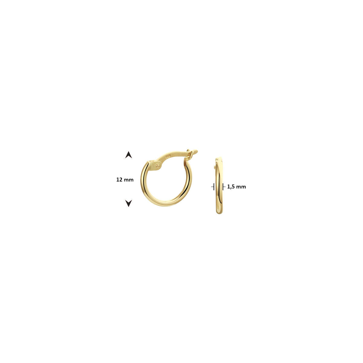 Ohrring 12 mm einzeln 14K Gelbgold