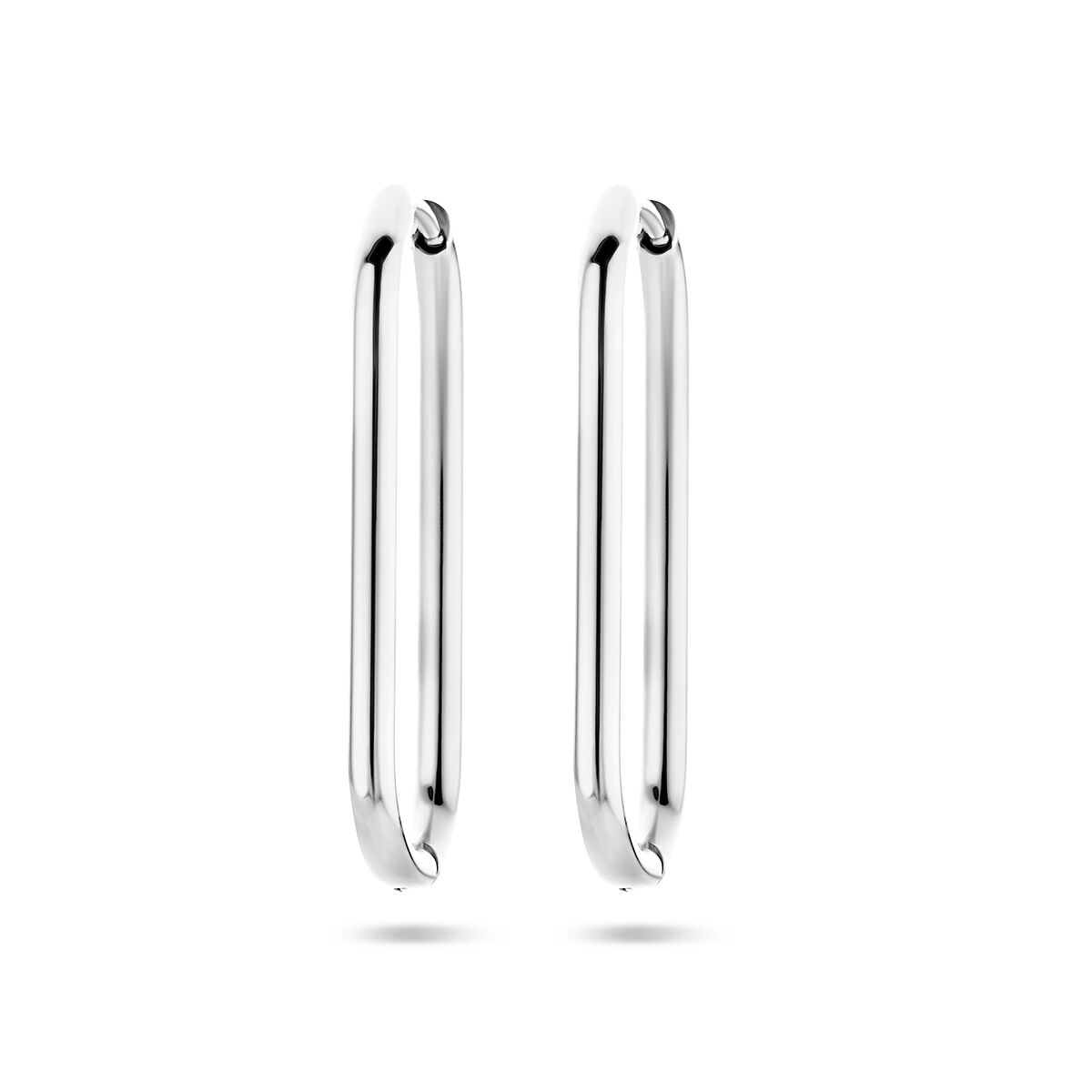 Klapp-Ohrringe aus Edelstahl in Form einer Paperclip mit glänzender Oberfläche