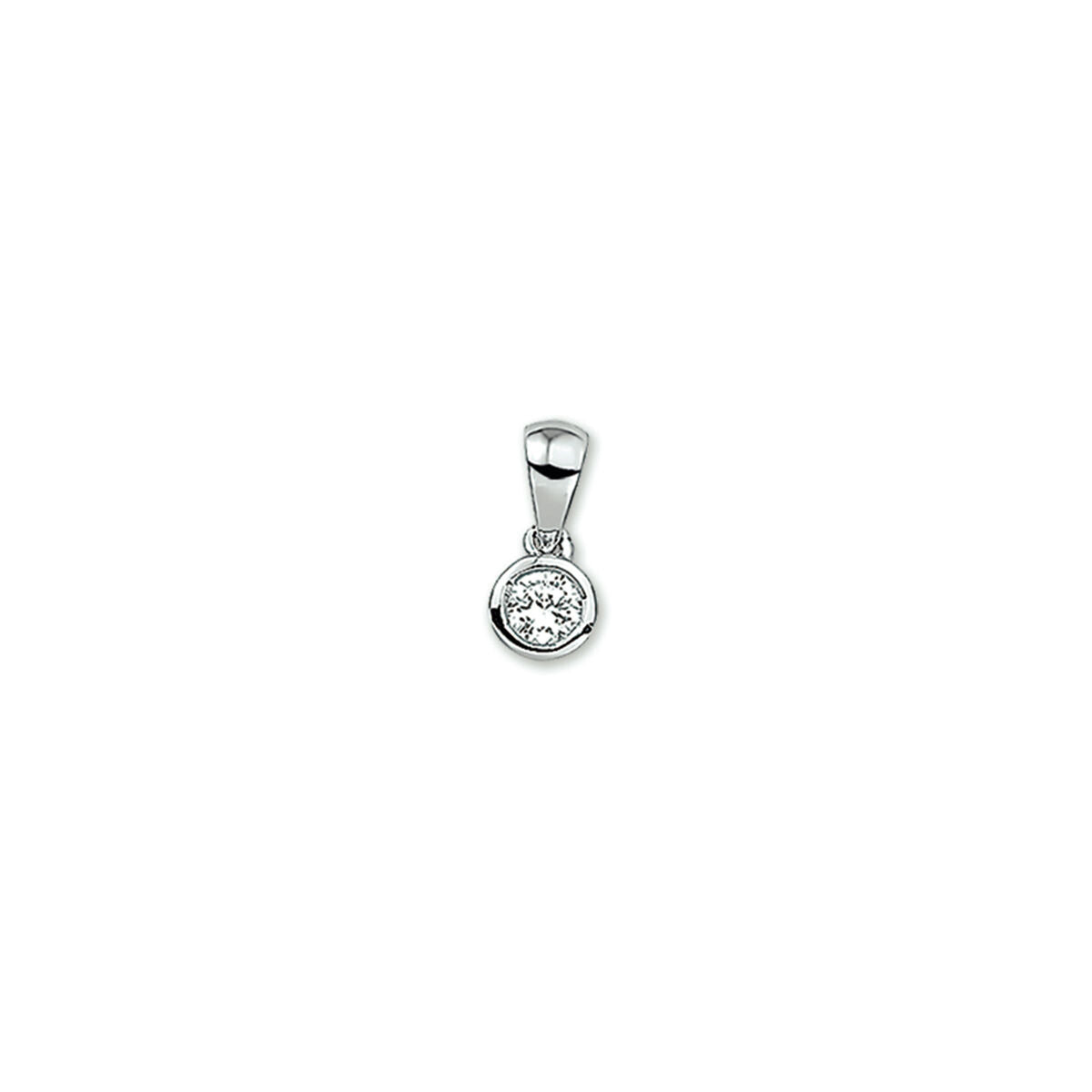 Hänger aus rhodiniertem Silber mit rundem Zirkonia-Stein in der Mitte