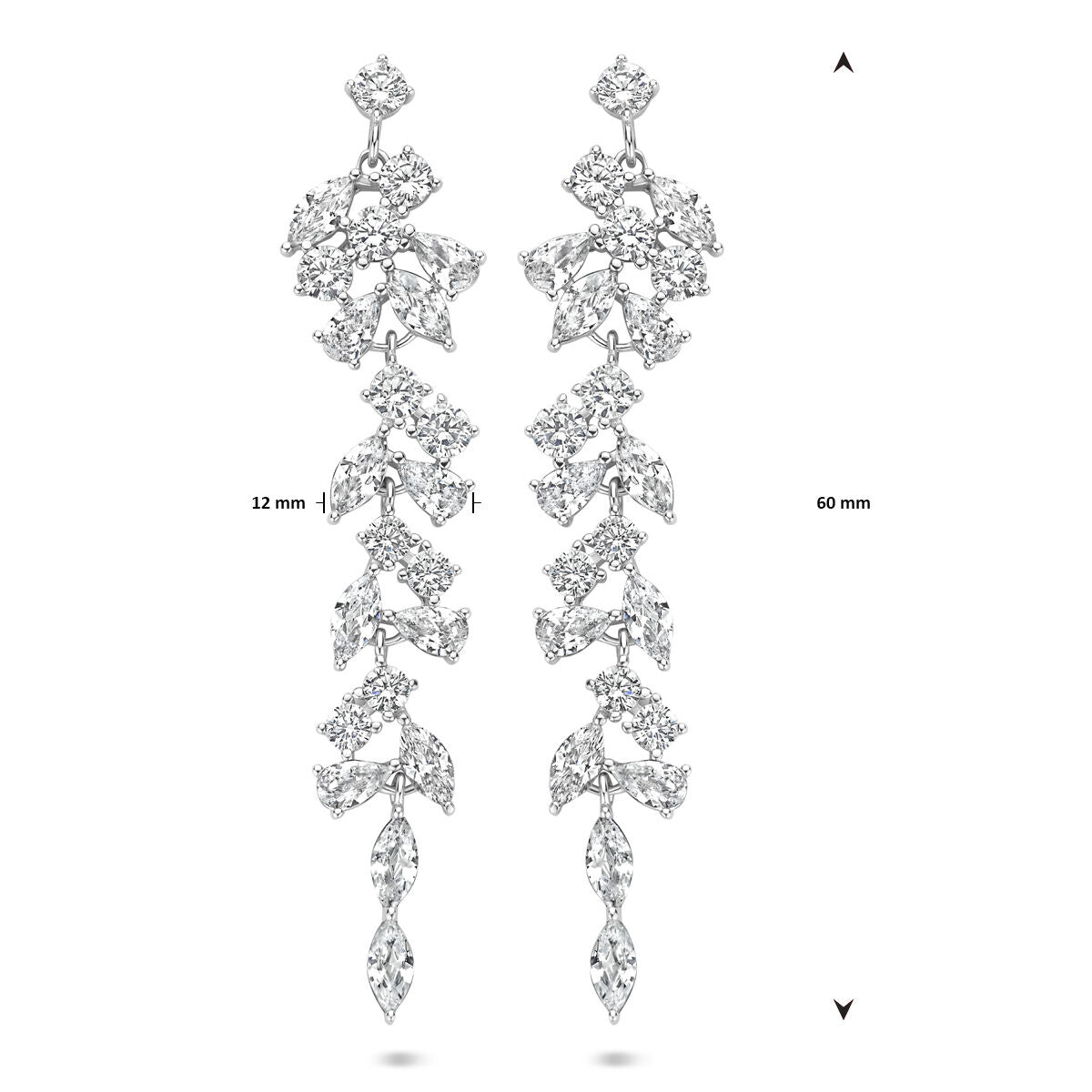 Ohrhänger Zirkonia 60 mm silber rhodiniert