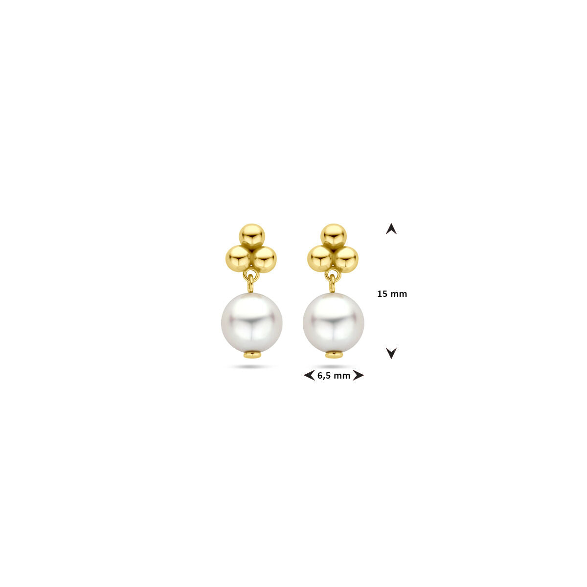 Ohrstecker Perle 15 mm 14K Gelbgold