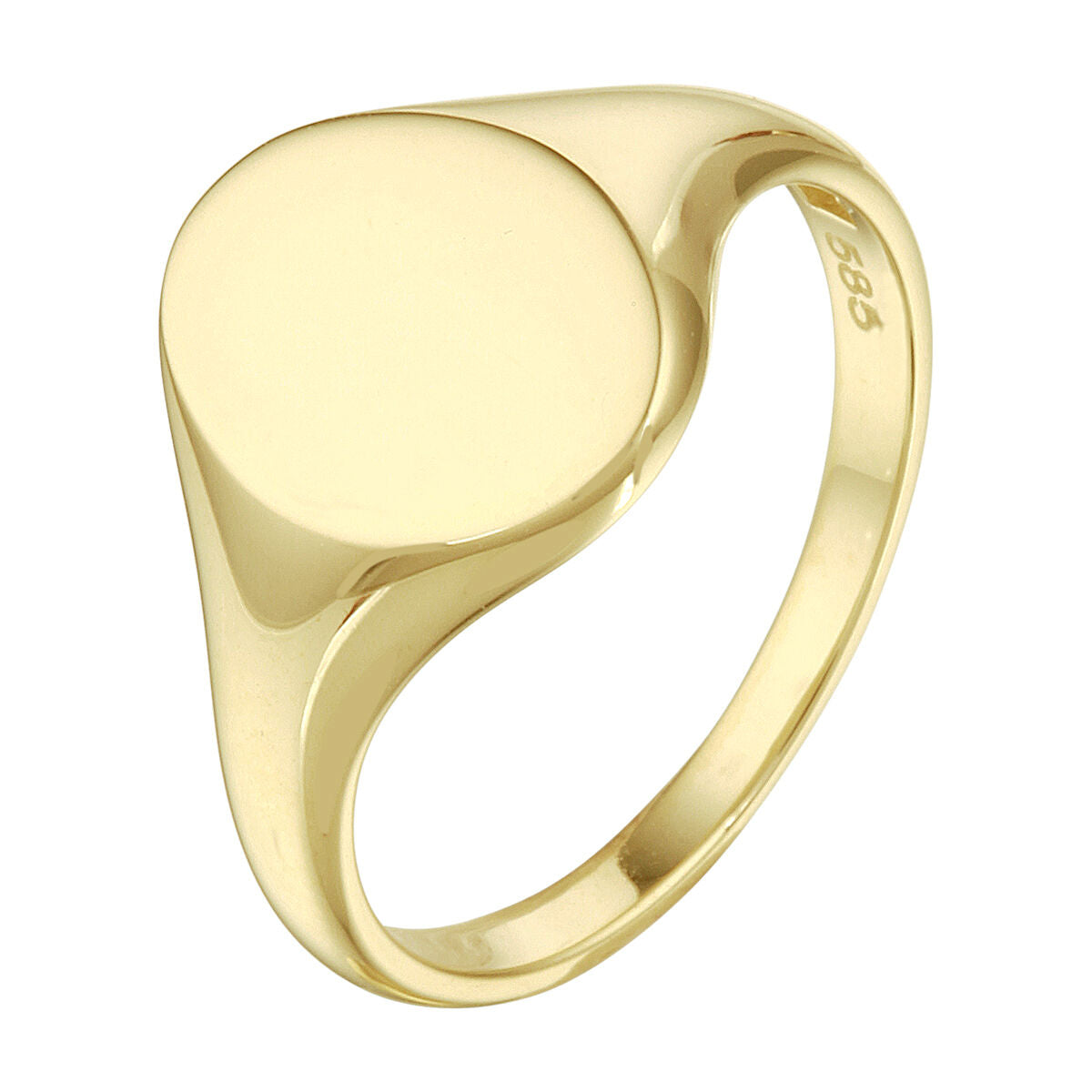 Gravur-Ring in ovaler Form aus 14K Gelbgold mit glatter, glänzender Oberfläche