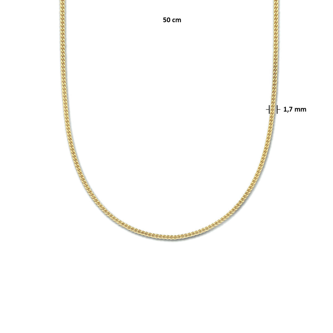 Halskette Gourmet 4-seitiger Schliff 1,8 mm 3 Mikron Silber vergoldet (gelb)