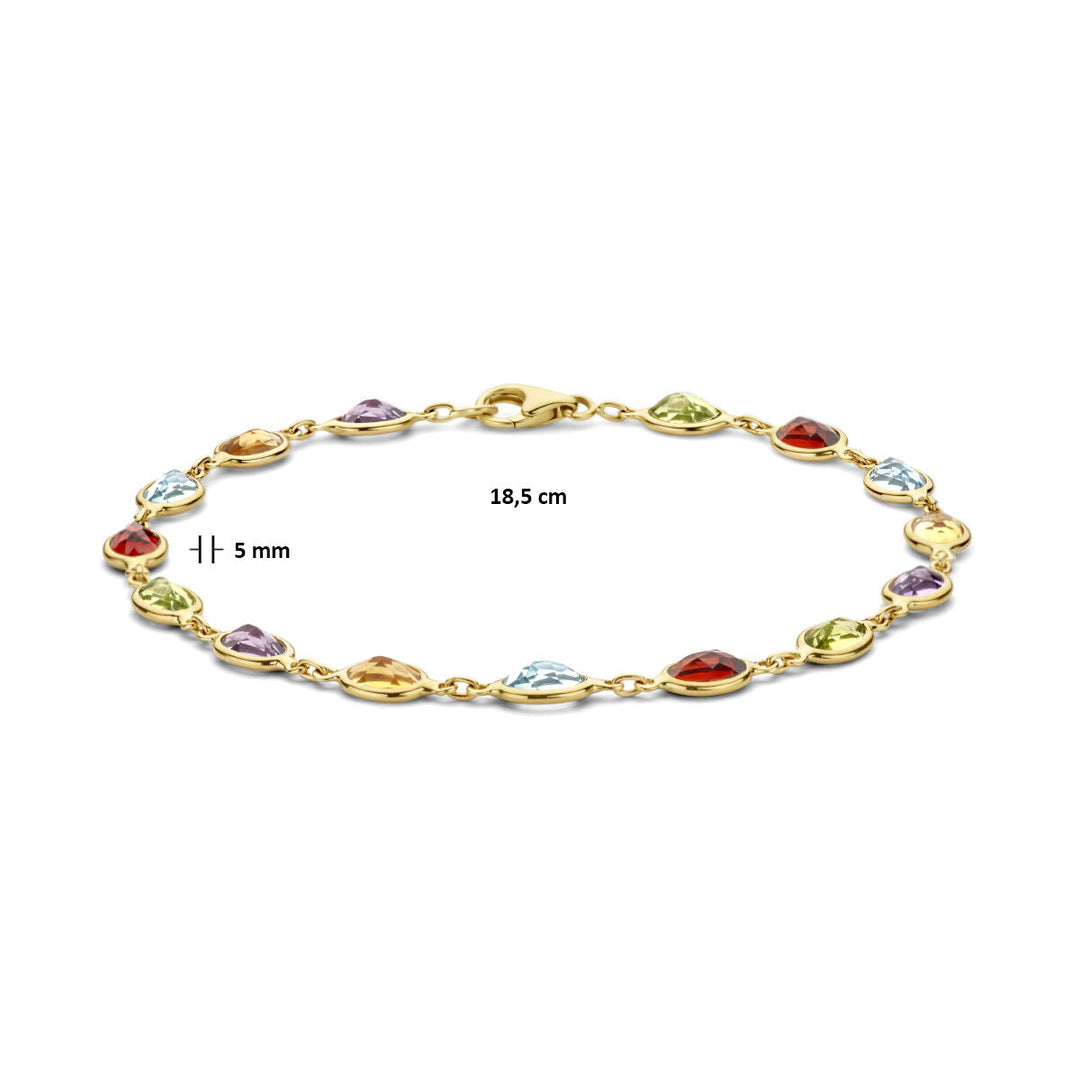 Goldarmband Damen natürliche Farbsteine ​​14K