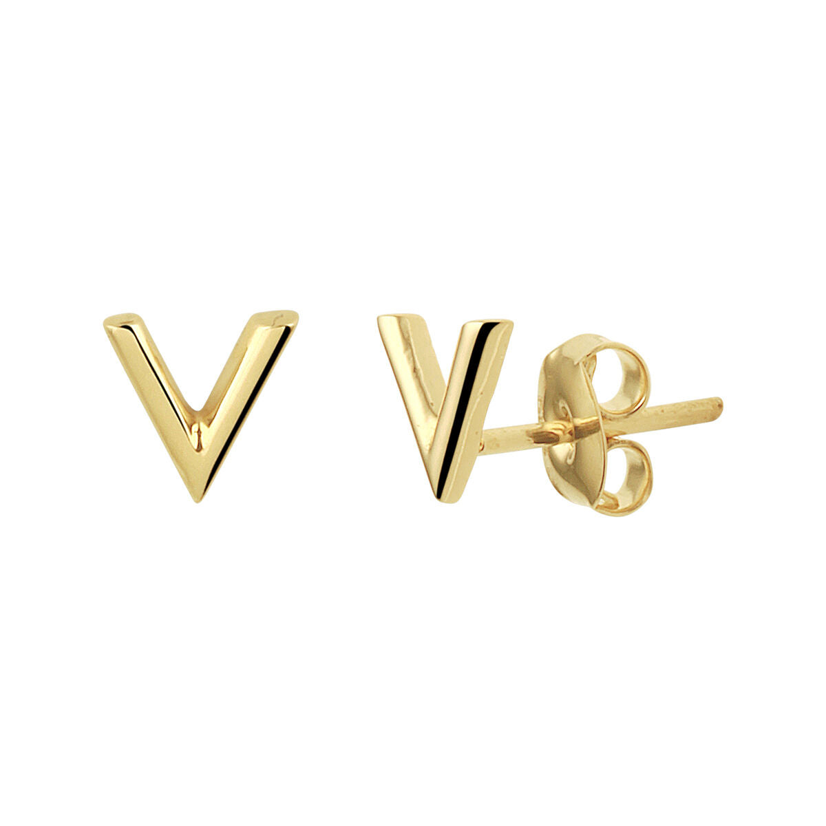 Ohrstecker aus 14K Gelbgold in V-Form mit glänzender Oberfläche