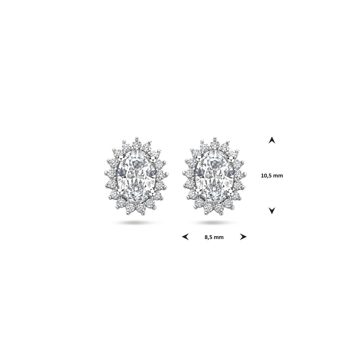 Ohrstecker Zirkonia 10,5 mm rhodiniertes Silber