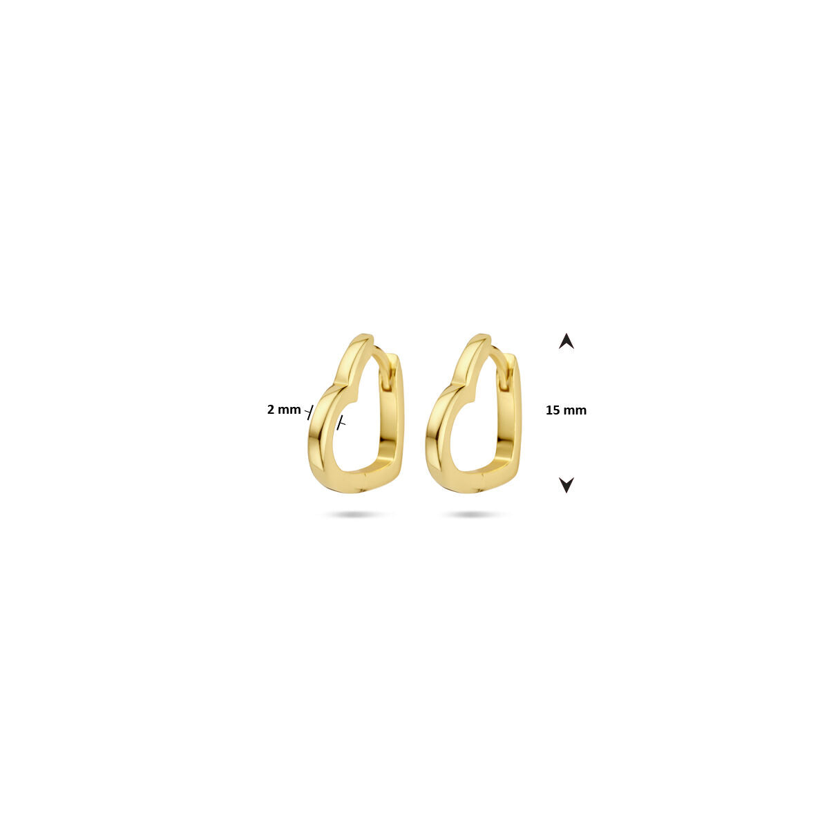 Klappohrringe Herzen 2 mm 1 Mikron silbervergoldet (gelb)