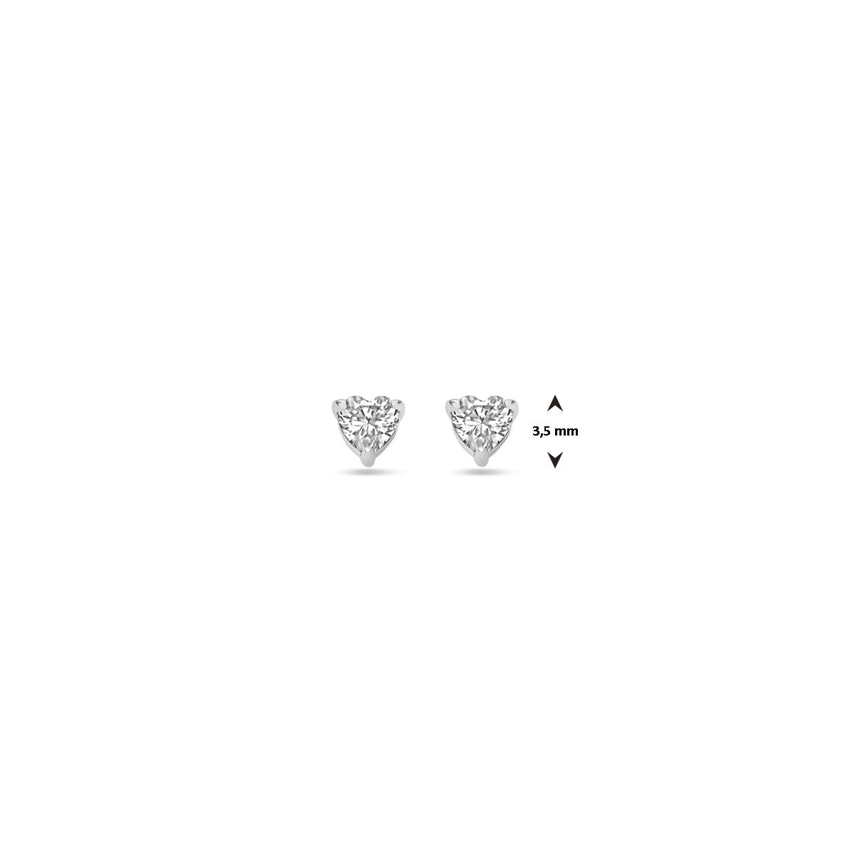 Ohrstecker Herz Zirkonia 3,5 mm Silber rhodiniert