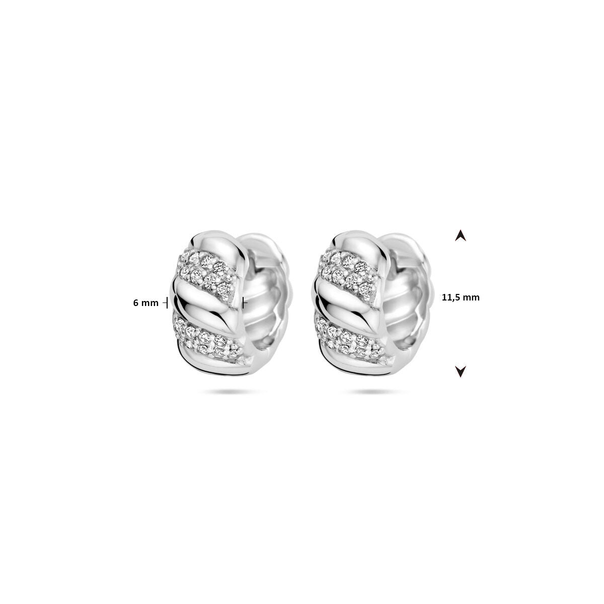 Klappcreolen Zirkonia gedreht 6 mm Silber rhodiniert