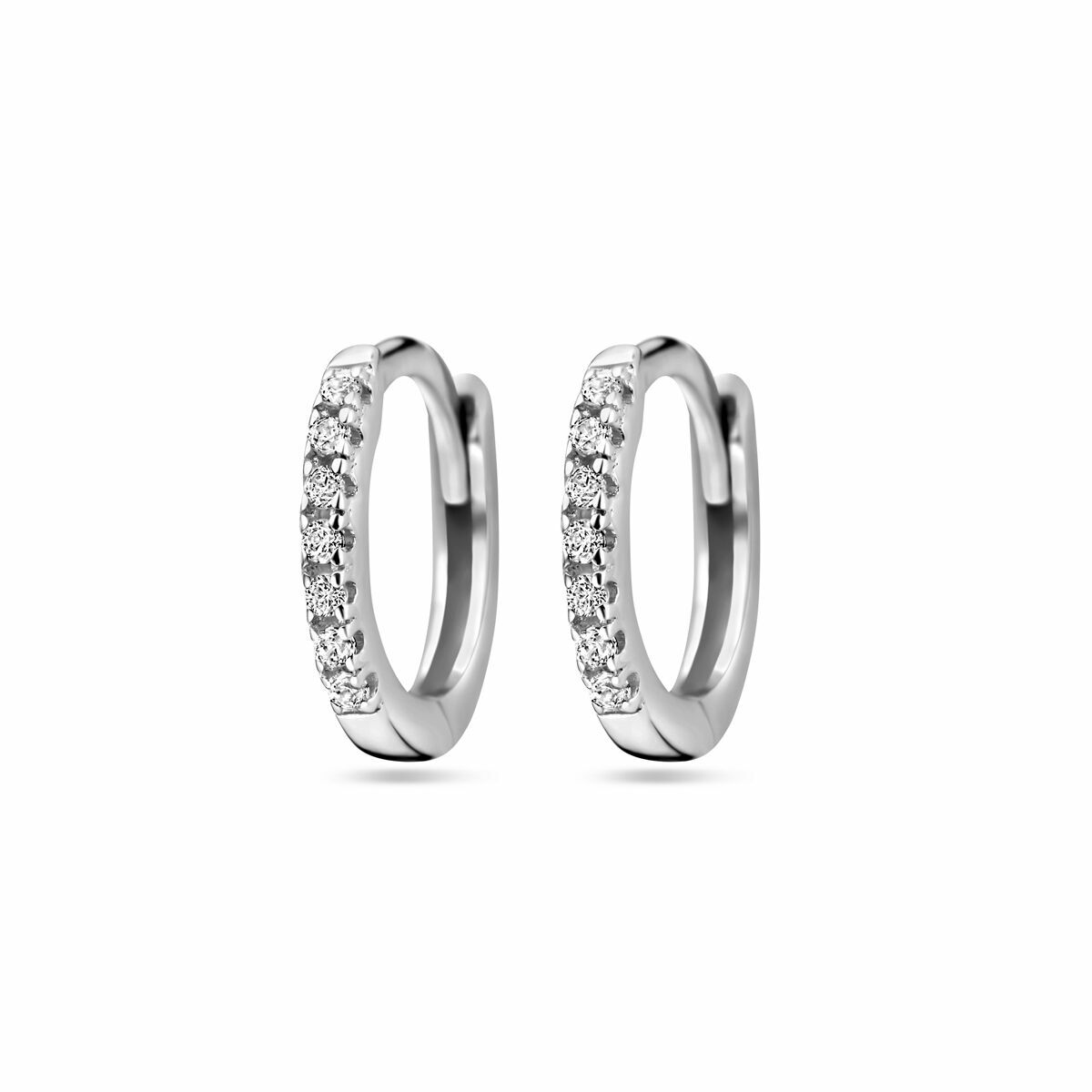 Klapp-Ohrringe aus rhodiniertem Silber mit Zirkonia-Steinen