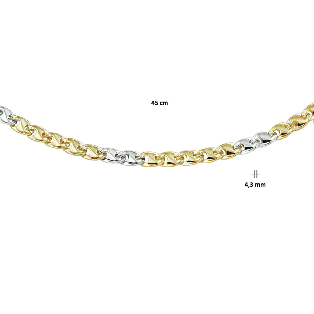 Halskette 4,3 mm 14K Bicolor-Gold gelb/weiß