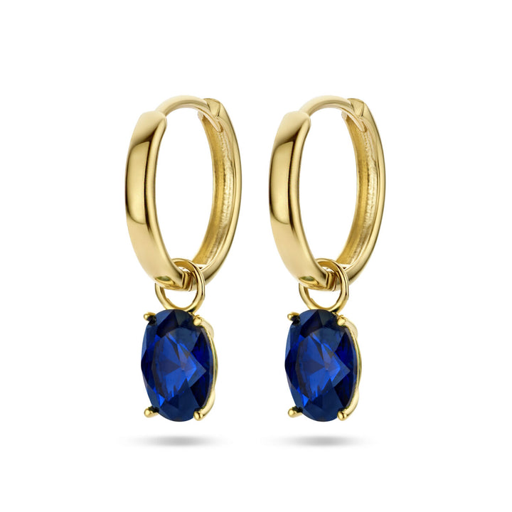 Ohrhänger mit blauem Zirkonia aus 14-karätigem Gelbgold