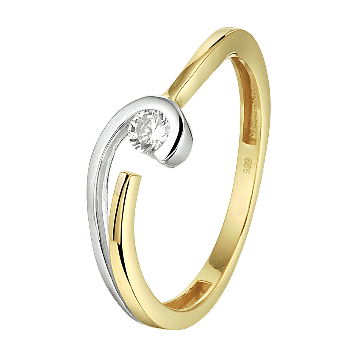 Ring Zirkonia 14K Bicolor Gold Gelb/Weiß