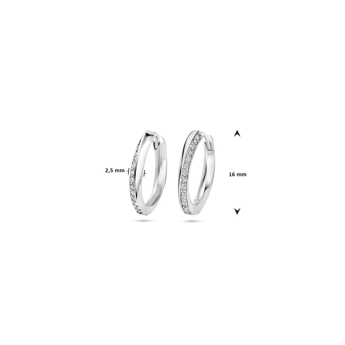 Klappcreolen Zirkonia 16 mm Silber rhodiniert