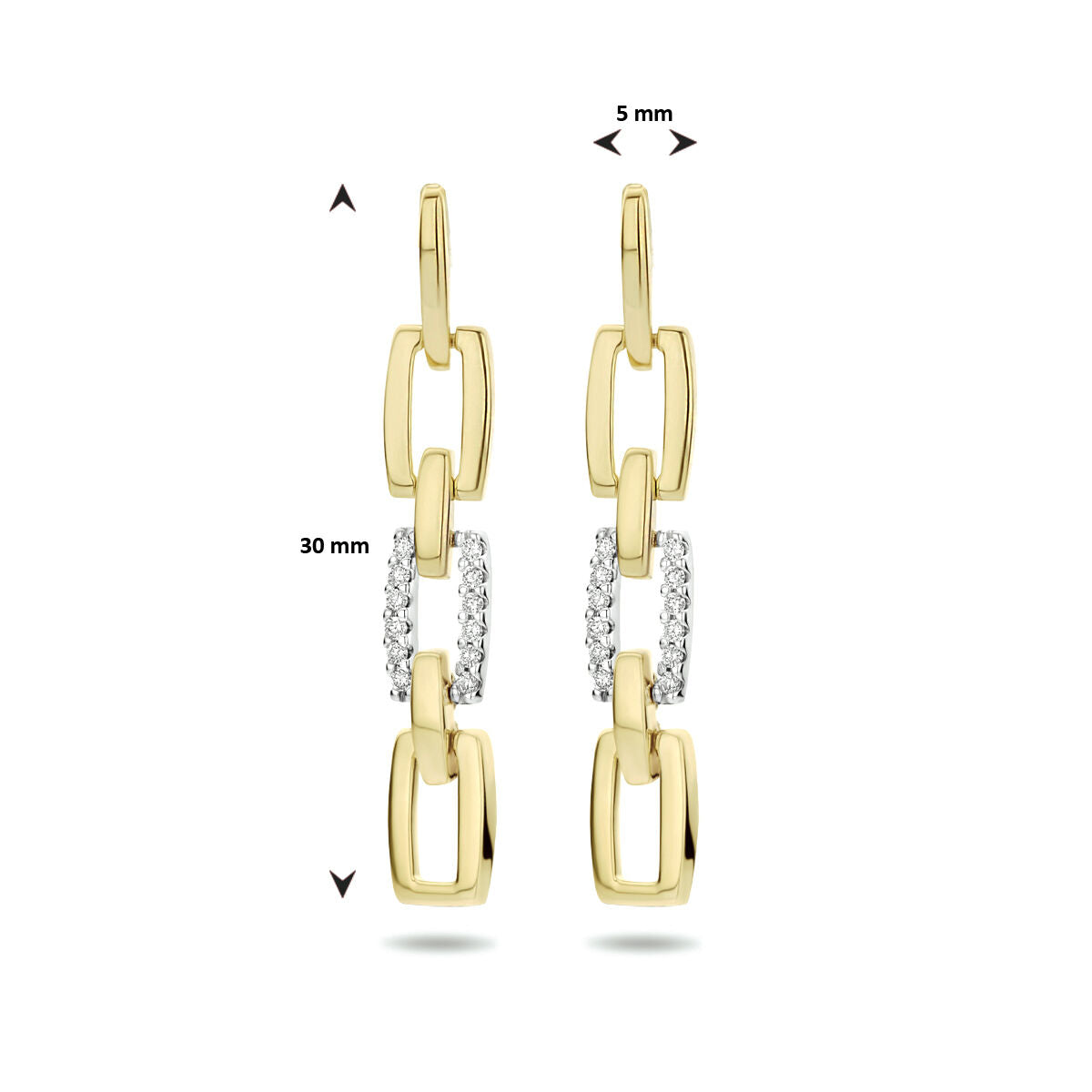Diamantohrringe 0,10 ct (2x0,05 ct) h si 14K Bicolor-Gold gelb/weiß