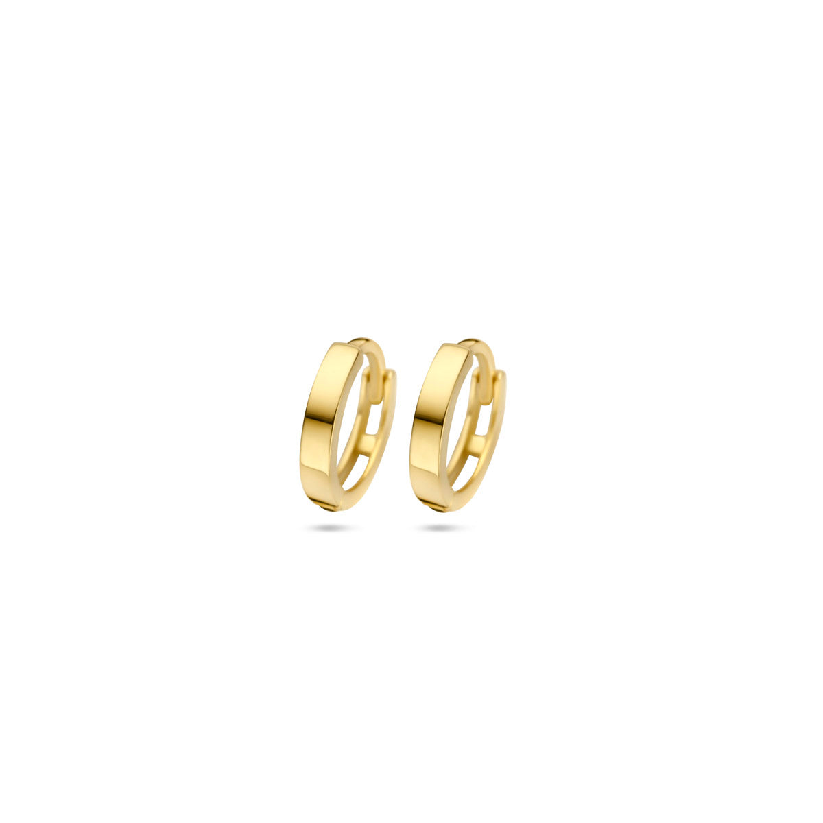Klapp-Ohrringe aus 14K Gelbgold mit glatter Oberfläche und schlichten, modernen Linien