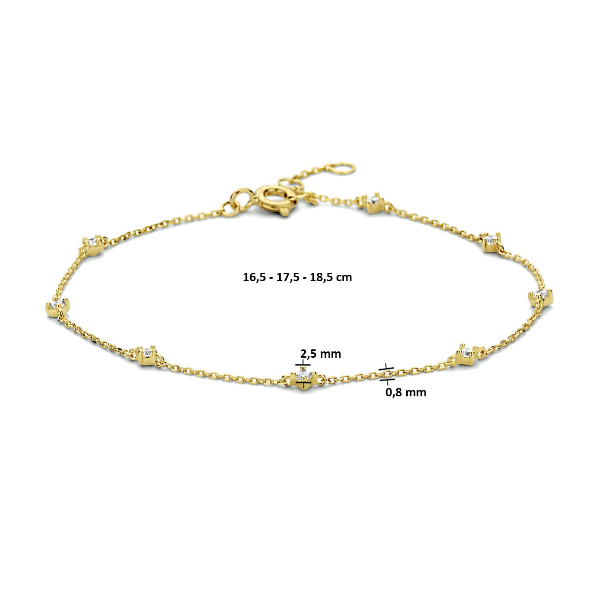 Armband Zirkonia 16,5 - 17,5 - 18,5 cm 14K Gelbgold