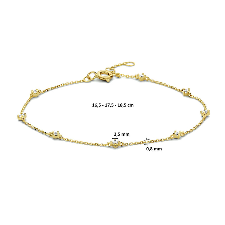 Armband Zirkonia 16,5 - 17,5 - 18,5 cm 14K Gelbgold