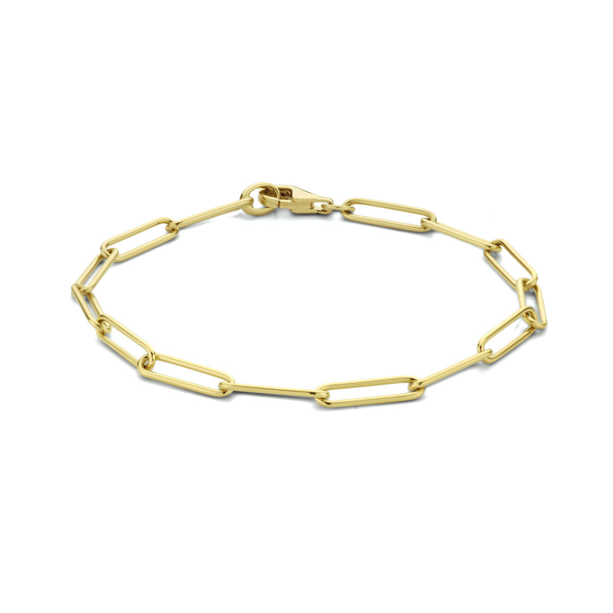 Armband aus 14K Gelbgold mit paperclip-förmigen Gliedern, 3,9 mm breit und 19 cm lang
