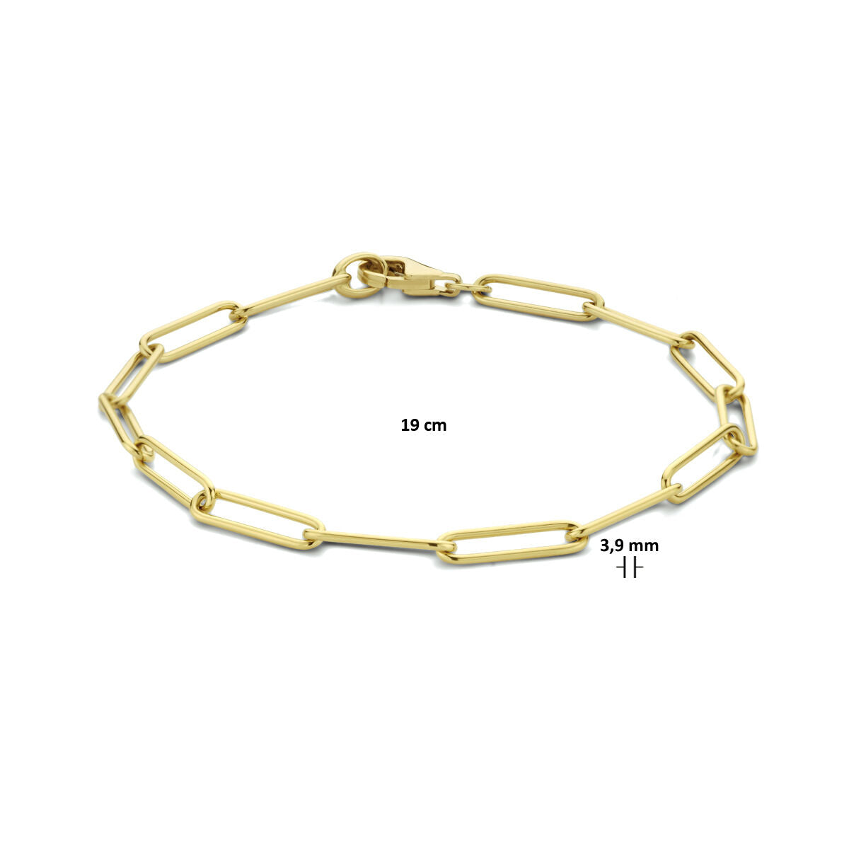 Armband Büroklammer rund massiv 3,9 mm 19 cm 14K Gelbgold