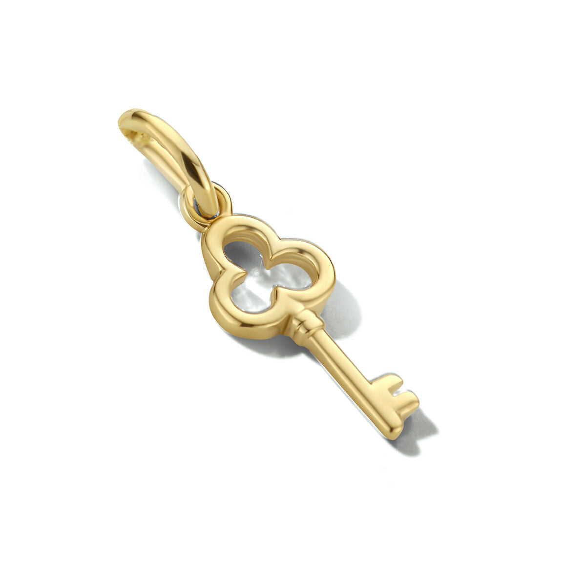 Hänger in Form eines Schlüssels aus 14K Gelbgold mit feinen Details und glänzender Oberfläche