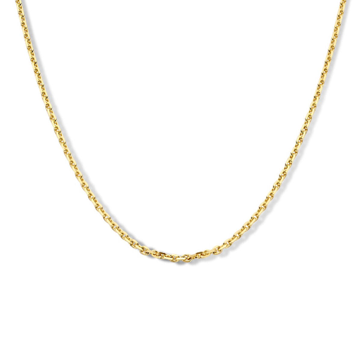 Collier aus 14K Gelbgold mit gediamantierter Ankerkette und 2,0 mm Stärke