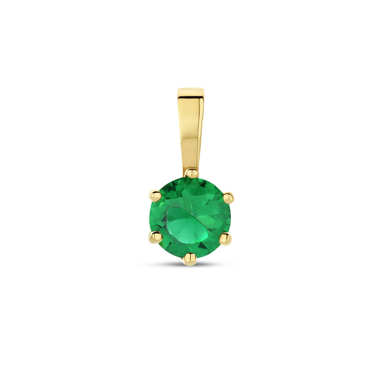 Hänger aus 14K Gelbgold mit grünem Zirkonia als Geburtsstein