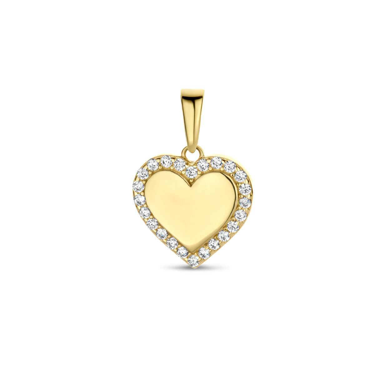 Hänger in Herzform aus 14K Gelbgold mit Zirkonia-Steinen umrandet