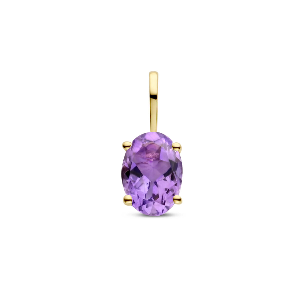 Hänger aus 14K Gelbgold mit ovalem, lila Edelstein