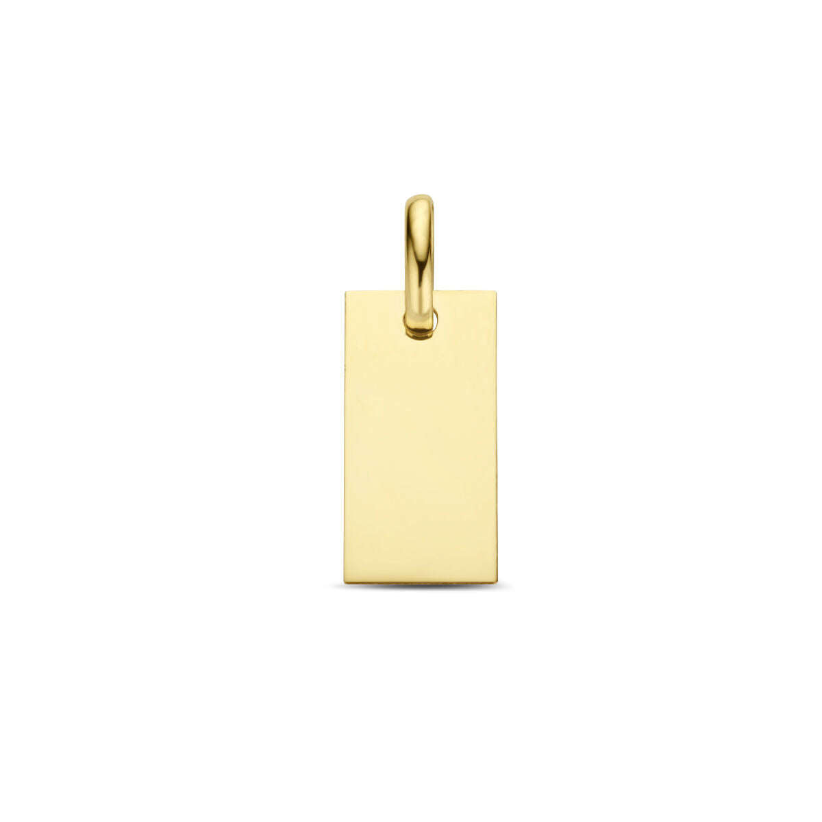 Gravuranhänger aus 14K Gelbgold in rechteckiger Form mit glatter Oberfläche